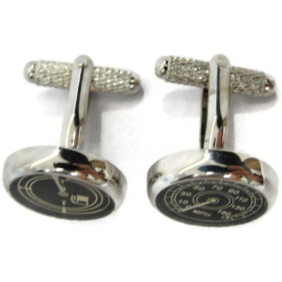 Cuff-Daddy Cufflinks Speedometer Fuel Gauge Silver Tone In Original Box - Picture 3 of 16